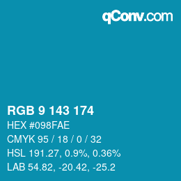 Color code: RGB 9 143 174 | qconv.com