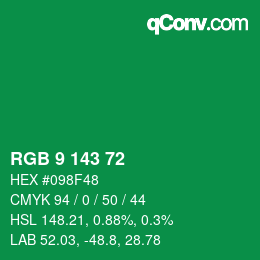 Color code: RGB 9 143 72 | qconv.com