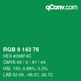 Color code: RGB 9 143 76 | qconv.com