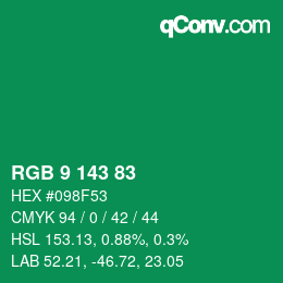 Color code: RGB 9 143 83 | qconv.com