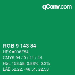カラーコード: RGB 9 143 84 | qconv.com
