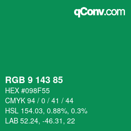 カラーコード: RGB 9 143 85 | qconv.com