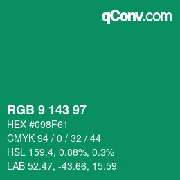 Color code: RGB 9 143 97 | qconv.com