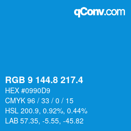カラーコード: RGB 9 144.8 217.4 | qconv.com