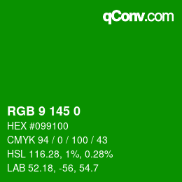 Color code: RGB 9 145 0 | qconv.com