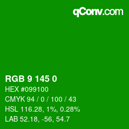 Color code: RGB 9 145 0 | qconv.com