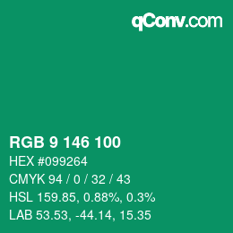Color code: RGB 9 146 100 | qconv.com
