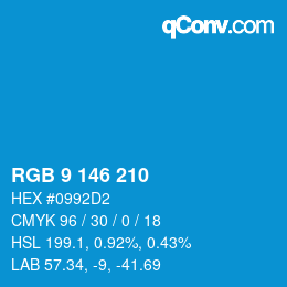 Color code: RGB 9 146 210 | qconv.com