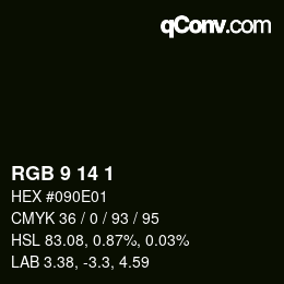 Color code: RGB 9 14 1 | qconv.com