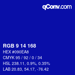 Color code: RGB 9 14 168 | qconv.com