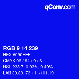 Color code: RGB 9 14 239 | qconv.com
