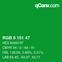 Color code: RGB 9 151 47 | qconv.com