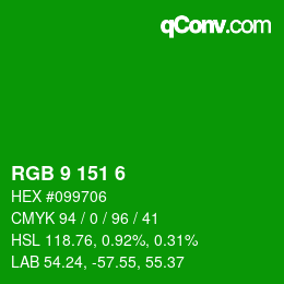 Color code: RGB 9 151 6 | qconv.com