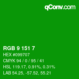 Color code: RGB 9 151 7 | qconv.com