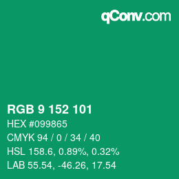 Color code: RGB 9 152 101 | qconv.com