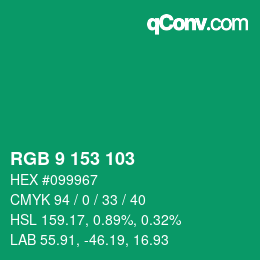 Color code: RGB 9 153 103 | qconv.com