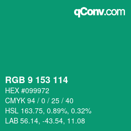 Color code: RGB 9 153 114 | qconv.com