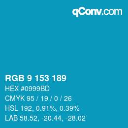 カラーコード: RGB 9 153 189 | qconv.com