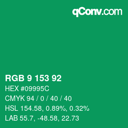 Color code: RGB 9 153 92 | qconv.com