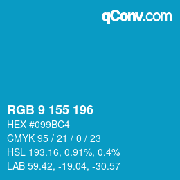 Color code: RGB 9 155 196 | qconv.com