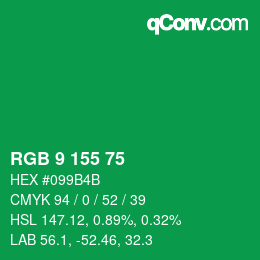 Color code: RGB 9 155 75 | qconv.com