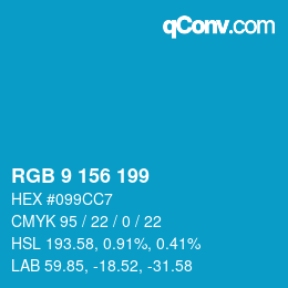 Color code: RGB 9 156 199 | qconv.com