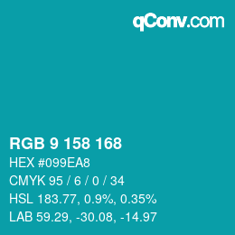 Color code: RGB 9 158 168 | qconv.com