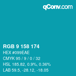Color code: RGB 9 158 174 | qconv.com