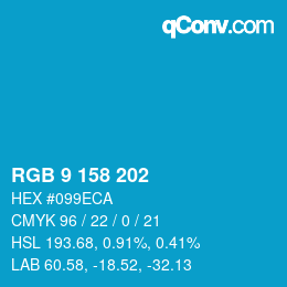 Color code: RGB 9 158 202 | qconv.com
