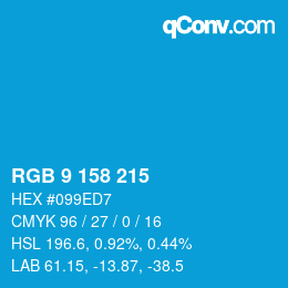 颜色代码: RGB 9 158 215 | qconv.com
