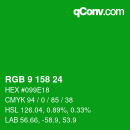 Color code: RGB 9 158 24 | qconv.com