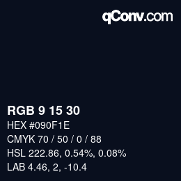 Color code: RGB 9 15 30 | qconv.com