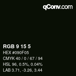 カラーコード: RGB 9 15 5 | qconv.com