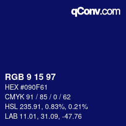Color code: RGB 9 15 97 | qconv.com