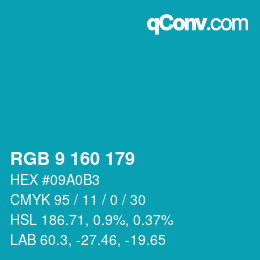 Color code: RGB 9 160 179 | qconv.com