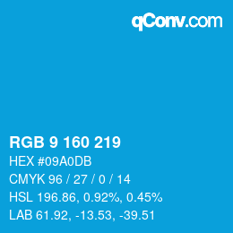 Color code: RGB 9 160 219 | qconv.com