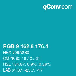 カラーコード: RGB 9 162.8 176.4 | qconv.com