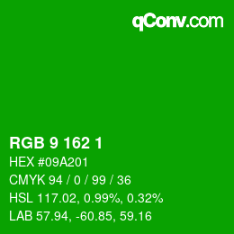 Color code: RGB 9 162 1 | qconv.com