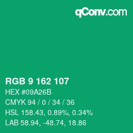 Color code: RGB 9 162 107 | qconv.com