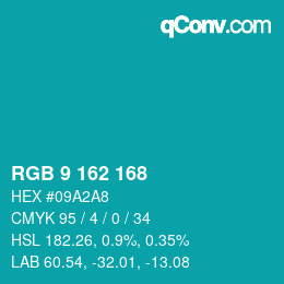 Color code: RGB 9 162 168 | qconv.com