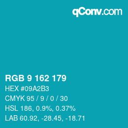 Color code: RGB 9 162 179 | qconv.com