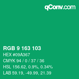 Color code: RGB 9 163 103 | qconv.com