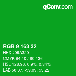 Color code: RGB 9 163 32 | qconv.com