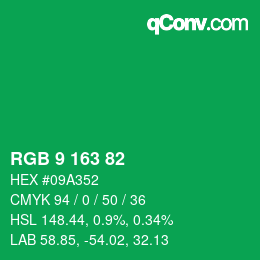 Color code: RGB 9 163 82 | qconv.com