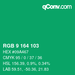 Color code: RGB 9 164 103 | qconv.com