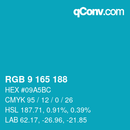 Color code: RGB 9 165 188 | qconv.com