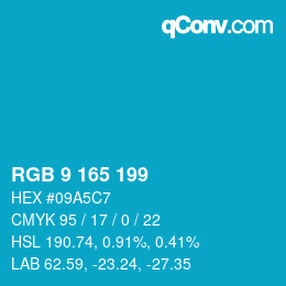 Color code: RGB 9 165 199 | qconv.com