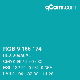 Color code: RGB 9 166 174 | qconv.com