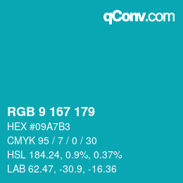 Color code: RGB 9 167 179 | qconv.com