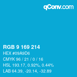 Color code: RGB 9 169 214 | qconv.com